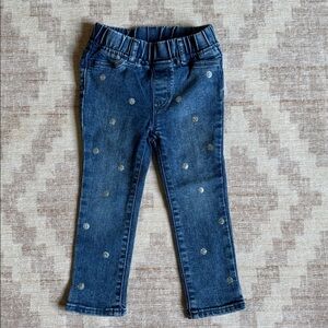 GAP Denim Kids Stretch Jegging Ankle in Blue with Silver Polka Dots size 3T
